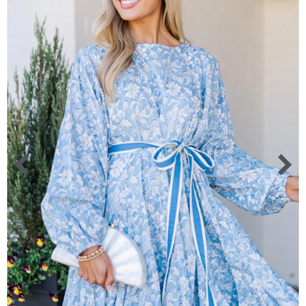 Elegant Blue Floral Dress from Shop The Mint